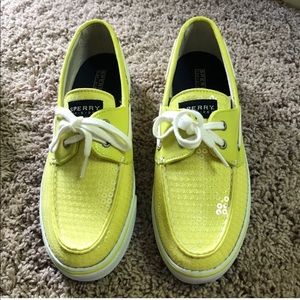 Bahama Neon Yellow Sequin Sperry Top Sider